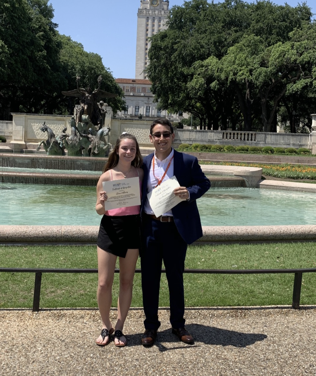 Claire Williams and Leon Toursarkissian at the HOBY Texas Capital Area leadership conference